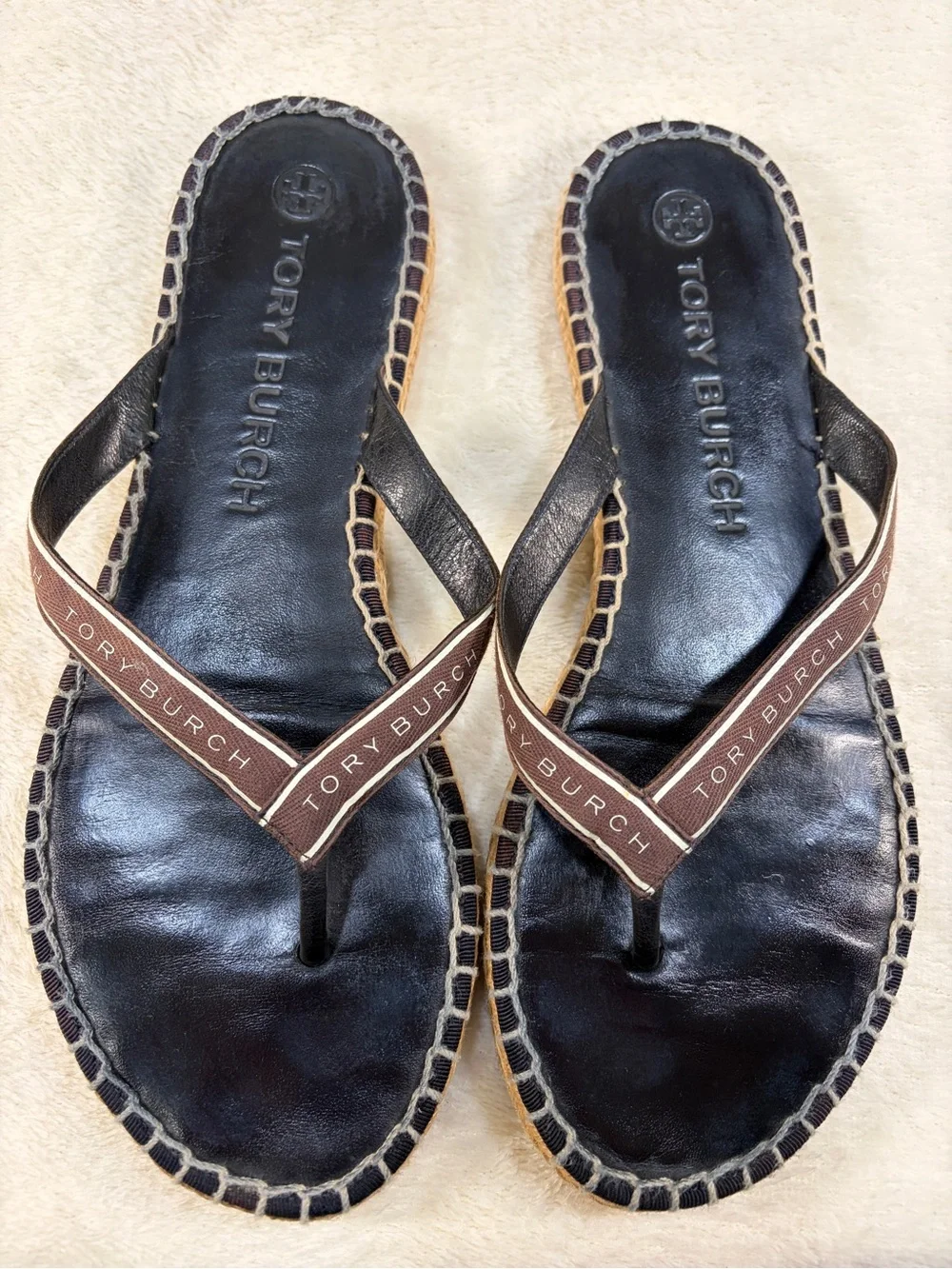 Tory Burch Ribbon Thong Espadrille  Sandals‎ Size 9